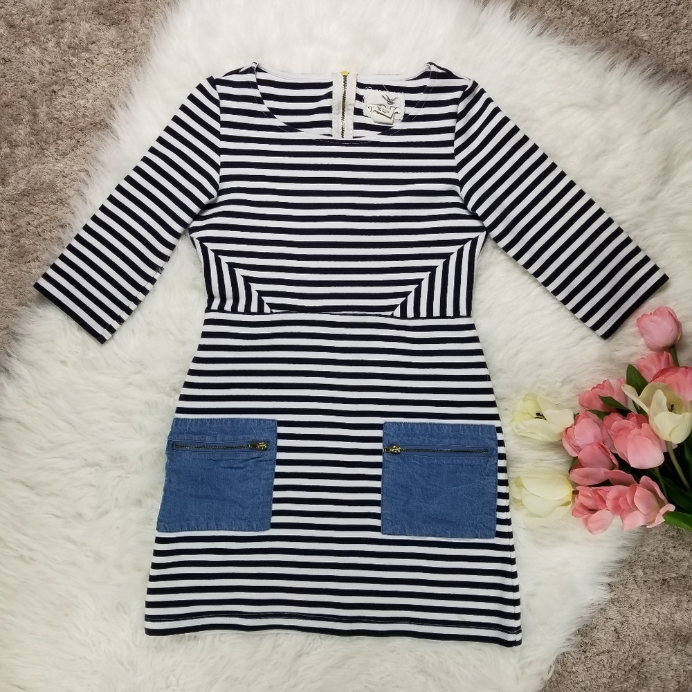 TABITHA Stripe Front Zip Pocket Dress (W2-130) ⁂